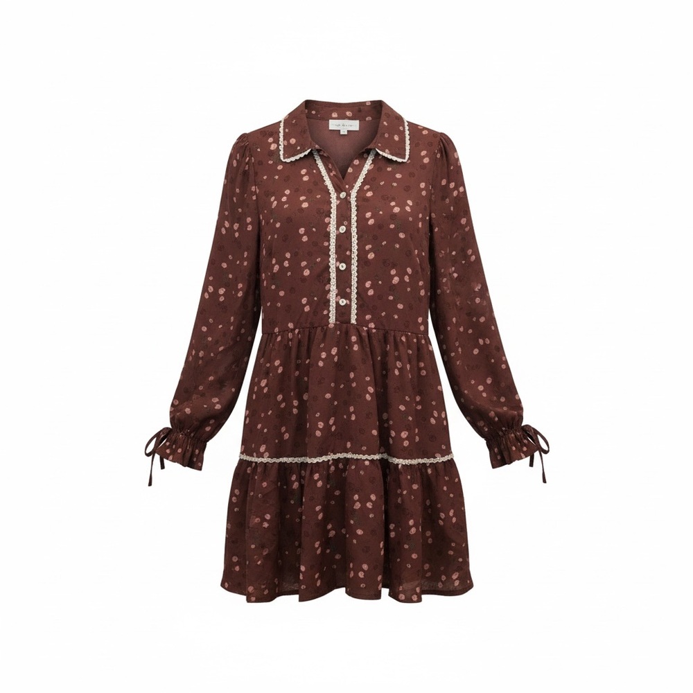 February Floral Dress – Wine with Pink & Burgundy Flowers